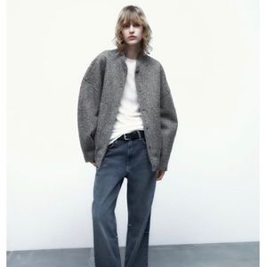 Zara Oversized PocketGrey Bomber Jacket